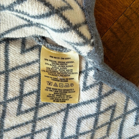 Anthropologie Moth Cowl Neck Sweater M | Gray Geometric Alpaca Blend Pullover - Picture 4 of 6